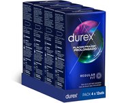 Durex - Condones Placer Prolongado, Pack de 48 Preservativos para Sexo Seguro. Perímetro Regular, Grosor Medio. 4 Cajitas