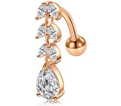 Women Trendy Belly Piercing Stainless Steel Crystal Belly Button Piercings Dangle Flower Accessories Punk Women's Navel Rings