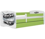 Cama 140 x 70 cm Kocot Kids com colchão BabyDreams Sports Car Green