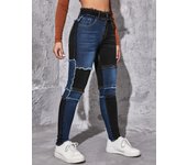 Women's jeans trendy two-color stitching Denim trousers