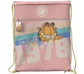 Saco Gymsack Garfield Rosa con Cordones y Bolsillo Exterior