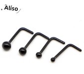 Alisouy 4PCS Surgical Stainless Steel Ball Nose Screw Ring L Rose Gold Color Nose Stud Retainer Holder Piercing Body Jewelry 20g