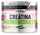 FULLGAS - Creatina Monohidrato 200 Mesh en polvo - Bubblegum - 250g -Polvo ultrafino para mayor solubilidad. Sin gluten, sin lactosa y sin contaminantes. 100% vegana. Sabor bubblegum