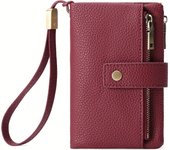 Billetera Corta Clásica De Color Sólido Vintage, Monedero Minimalista De Mano, Bolso De Tarjetas De Moda Con Muñequera
