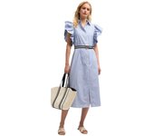 Motivos-Vestido camisero a Rayas con Mangas volantes
