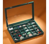 Clear Lid 30 Grid Jewelry Organizer Box Storage Case Showcase Display Jewelry Tray Stackable Removable Ice Velvet