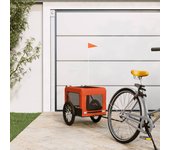 vidaXL Remolque de bicicleta mascotas hierro tela Oxford naranja negro
