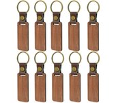 10 PCS Leather Wood Keychain Blank Wooden Keychain Blanks with Leather Strap Unfinished Wooden Keychains for Laser Engraving