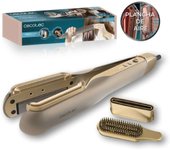 Cecotec Plancha de Pelo con Aire AirLisse 2in1 ForceDry Champagne. 1000W, Flujo de Aire 19,7m/s, 2 Cabezales Imantados