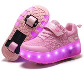 YUNICUS Rollers Skate Shoes For Boy Girls Led Usb Charging Roller Shoes Glowing Light Up Luminous Sneakers With Wheels Shoes