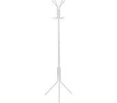 Perchero Metálico, 45x38x173cm, Perchero de Pie de Estilo Minimalista, Blanco / Negro Soporte para Colgar Abrigos Sombreros Bolsos, con 8 Ganchos, para Oficina, Hogar