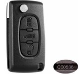 AUTOZOCO Carcasa Mando Llave De Coche 3 Botones Compatible con Citroën C2 C3 C4 C5 C6 C8 Picasso Xsara y Peugeot 207 307 407 408 - CE0536 - Botones de Abrir,Cerrar y Maletero,con zócalo de Pila