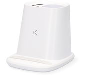 Cargador inalámbrico lapicero KSIX 10W, Tecnología Qi, 2 salidas USB, Blanco
