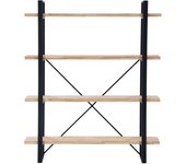 Estantería Librería Salón o Comedor Alta Plank Estilo Industrial 150x180x35 cm Color Negro y Madera claro