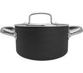 ARCOS Samoa - Cacerola Antiadherente con Tapa de Cristal (16 cm), Aluminio Forjado, Recubrimiento Antiadherente Eclipse®, Asas de Acero Inoxidable, Apta Cualquier Cocina, Horno y Lavavajillas, Full Induction, Sistema Ahorro Energético