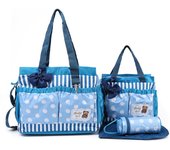 Conjunto de cuatro bolsos de mamá con estampado de lunares grandes y de moda, multifuncionales, de gran capacidad, con diseño de mariposas, para festivales, de un solo hombro, para madre y bebé.