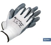 Guante 100% poliest.impreg. nitrilo gris t-10   caja 12 unid.