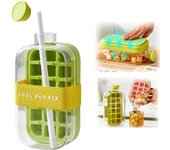Cubitera 2 en 1, bandeja de hielo prensada con forma de tetera: fácil de abrir y gran capacidad, sellado sin contacto con tapa, liberación de hielo sin esfuerzo, ideal para café, jugos y otras bebidas (blanco, 500 ml)