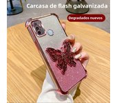 Luxury Glitter Butterfly Holder Phone Case for Oppo A60 A18 A38 A55 A56 A57 A77 A36 A35 A32 5G TPU Plating Protector Back Cover
