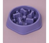 A plastic solid color bone pet dog slow food bowl for indoor use