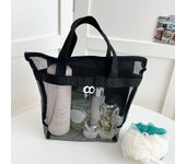 Beach Mesh Wash Bag Cosmetic Bag Large Capacity Shopping Bag Totes Shoulder Bag Portable Handbags Foldable Swimming Storage Bag
