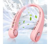 Ventilador de Cuello, Manos Free, sin Aspas, portátil, mini ventilador Doble para Colgar en el cuello, ideal para Viajes (Pink)