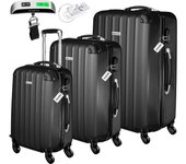TECTAKE - Juego de 3 maletas de viaje TALIA, Báscula integrada, Etiquetas de equipaje, ABS, Mango telescópico, Maleta grande, Maleta mediana, Maleta de cabina, Ruedas giratorias 360° y extraíbles, Espacio interior divisible, Cerraduras de combinación