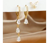 3PCS Zircon Water Drop Small Hoop Earrings Set for Women Stainless Steel Huggies Pendant Piercing Earrings Luxury Jewelry aretes
