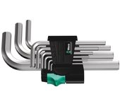 Wera 950-9 Hex-Plus 5 Juego de llaves acodadas métricas, cromado mate, 9 piezas