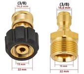 Pressure Washer Quick Connect Adapter Set M22 14mm/15mm to 1/4 Quick Release For High Pressure Hose and Water Guns Accessories