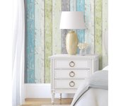 Muestra DIN A4 de Papel pintado vinílico lavable efecto listones de madera turquesa tropical - Madeira 3 453157 de GAULAN