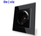 Delviz Toughened Glass Panel, TV computer switch 86mm*86mm, Black 1 Gang 2 Way Push Button Switch, Crystal 16A Wall Power Switch