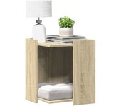 vidaXL Mueble arenero para gatos madera ingeniería 42x42x51 cm en color Negro/Roble Sonoma/Roble ahumado y más | almacenamiento funcional diseño moderno para baño dormitorio sala