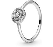 PANDORA Anillo de mujer con circonita 925, plata 190986CZ，Viene con embalaje de caja de regalo original.
