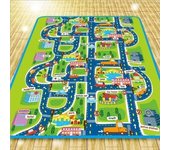 Alfombra de juego HOMBUY®Con Diseño de Pista de Carreras para niños-130x160x0.3 cm