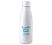 MERCHANDMANIA Bidón Térmico aislante 700 ml acero inoxidable frase motivadora cuando quieres puedes tapon seguridad botella