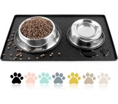 Alfombrilla de silicona para cuenco de perro, alfombrilla para alimentación de gatos, alfombrilla para comida de perros y gatos, alfombrilla para bandeja de comida para gatos (L: 60 x 40 cm, negra)