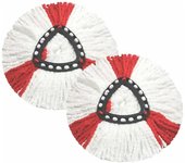 Pack de 2 cabezales de fregona compatibles con el cabezal de repuesto de fregona Turbo 2 en 1 Vileda, Microfibra, Rojo, Blanco.