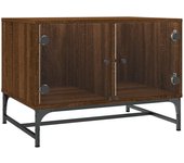 vidaXL Mesa de centro con puertas de vidrio 68,5x50x50 cm Blanco, Negro, Roble Sonoma Mesita de Salón o Comedor o Auxiliar Mesa de Café Meuble Salón