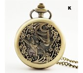 Vintage Pocket Watch With Chain Metal Hollow Carving Pattern Pendant Bow Watch Butterfly Flower Clock Gift For Man Business