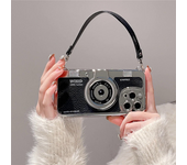 Vintage Stereo Camera Hand strap case for Iphone 15 14 12 13 11 Pro Max leather case