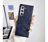 Luxury Solid Color Leather Magsafe Magnetic Wireless Charging Phone Case For Samsung Galaxy Z Fold 6 5 4 3 Shockproof Back Cover