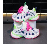 Girl's Color Block Mesh Breathable Chunky Shoes Comfy Non Slip Lace Up Durable Sneakers For Kid's Outdoor Activities