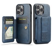 Magnetic Shrink Bracket Phone Case for iPhone 15 14 Plus 13 12 11 Pro Max Solid Color Leather Back Wallet Card Phone Cover