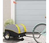 vidaXL Remolque para bicicleta hierro negro y amarillo 30 kg