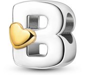 New 925 Sterling Silver Cute Gold Lucky Heart 26 Letter Series Charms Beads Fit Pan Original Bracelets DIY Gifts Fine  Jewelry