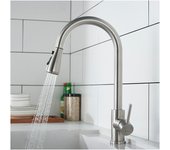 Grifo de cocina con rociador extraíble Grifo mezclador de cocina de acero inoxidable cepillado Grifo de fregadero de cocina giratorio de 360 ​​° con 3 modos