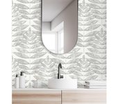 Muestra DIN A4 de Papel pintado vinílico ecológico lavable hojas grises de estilo nórdico - Quebec Leaves 679393 de GAULAN