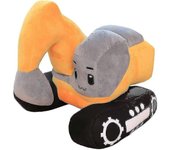 Excavadora de peluche simulación camión coche lindo excavadora de dibujos animados camión de juguete tiro almohada (amarillo)