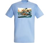 MERCHANDMANIA CAMISETA AZUL CIELO deporte playa kayak amigos competicion moda verano tshirt